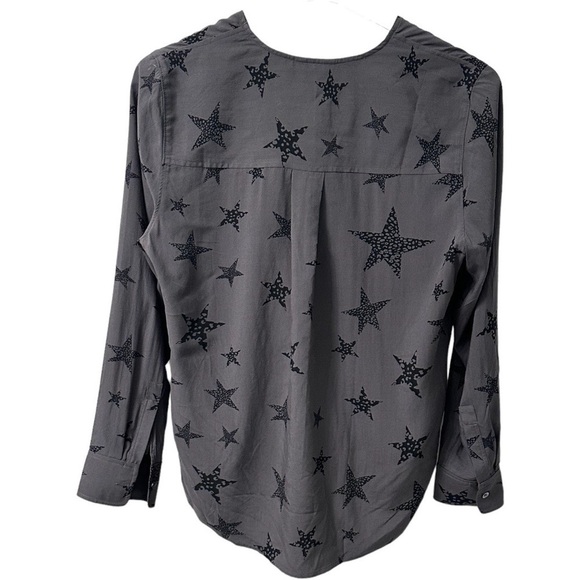 Rails Hillary Charcoal Cheetah Stars Faux Wrap Blouse Top - Picture 6 of 7
